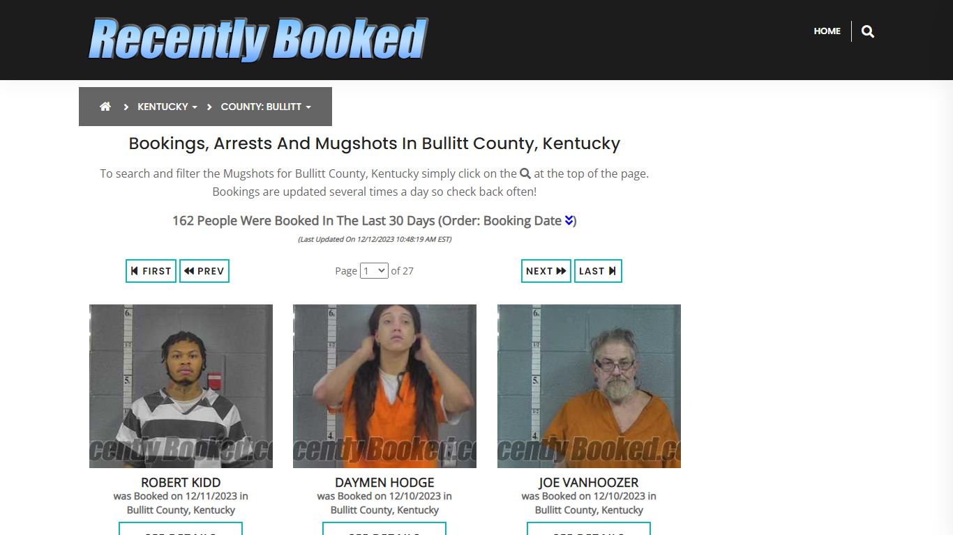 Recent bookings, Arrests, Mugshots in Bullitt County, Kentucky